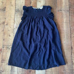 Umgee USA Navy Ruffle Sleeve Smocked Bodice Dress Womens S